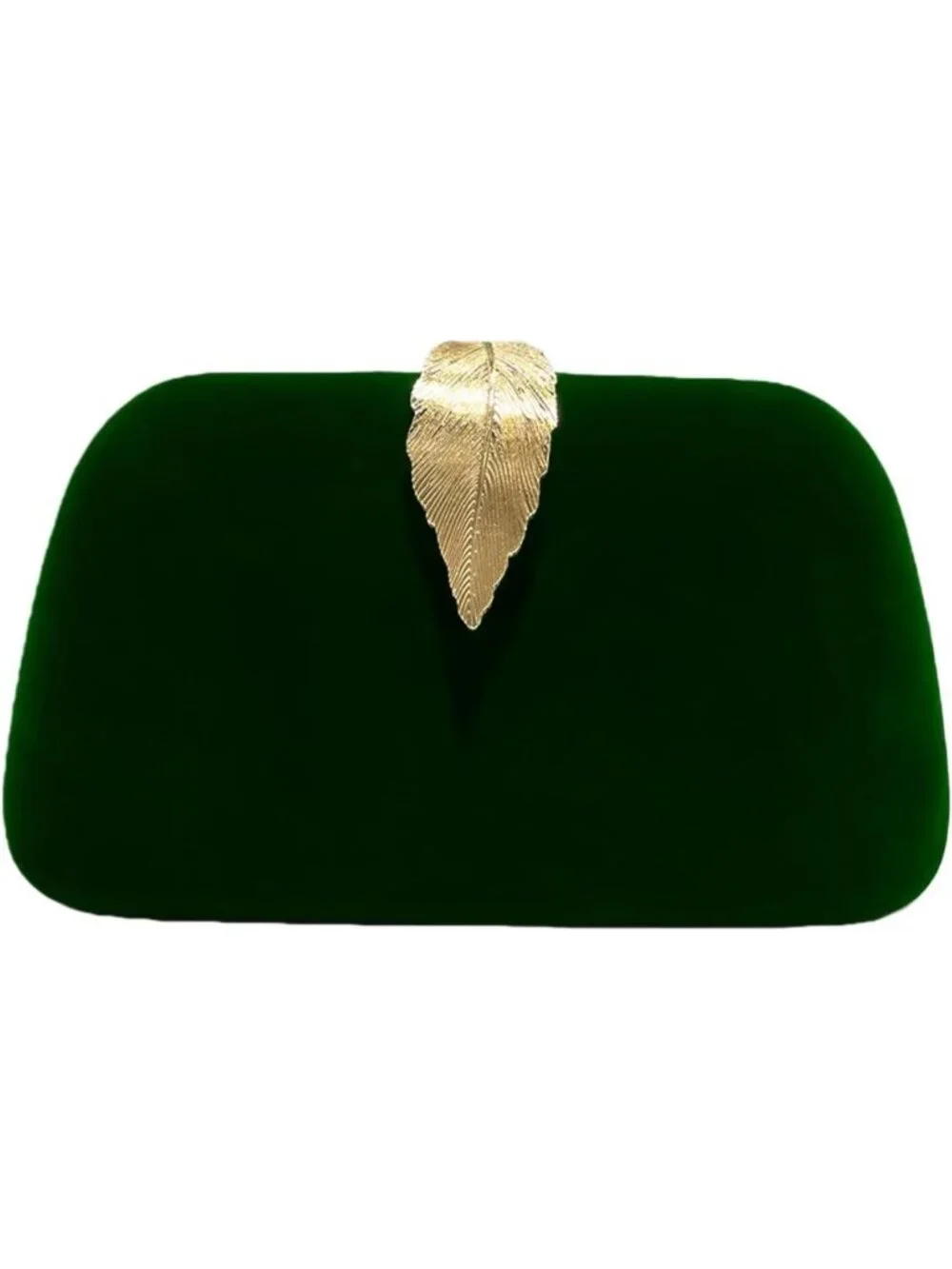 👜Women's Green Banquet Bag Dinner Elegant Clutch With Metallic Leaves Clasp